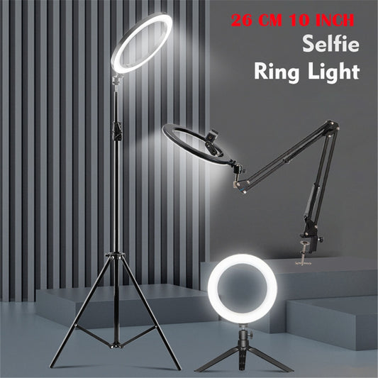 10" Selfie Ring Light With Mobile Holder Stand- 3 different brackets
